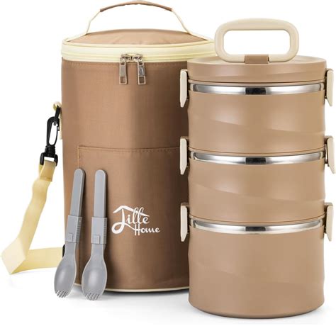 lille home stackable stainless steel thermal compartment lunch box|Lille Home Nutribox.